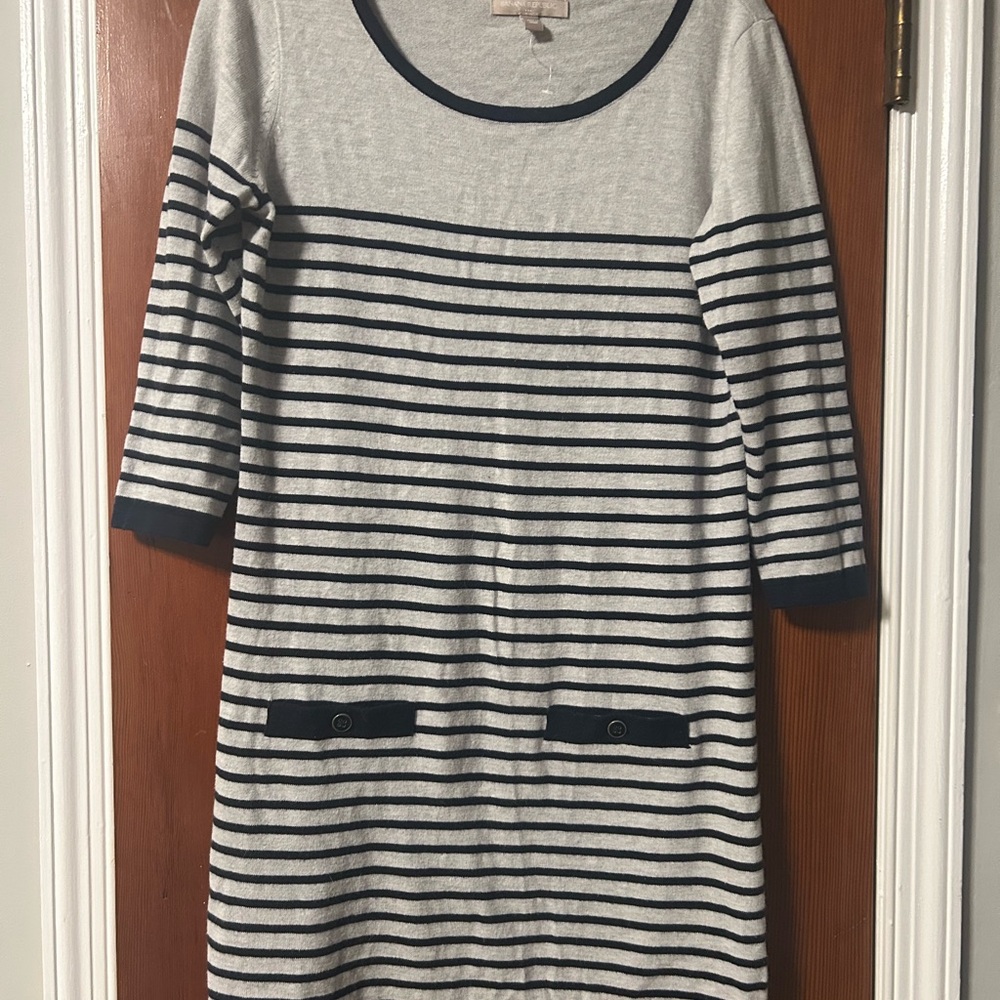 Banana Republic Gray and Black Raglan 3/4 Sleeve Scoop Neck Dress